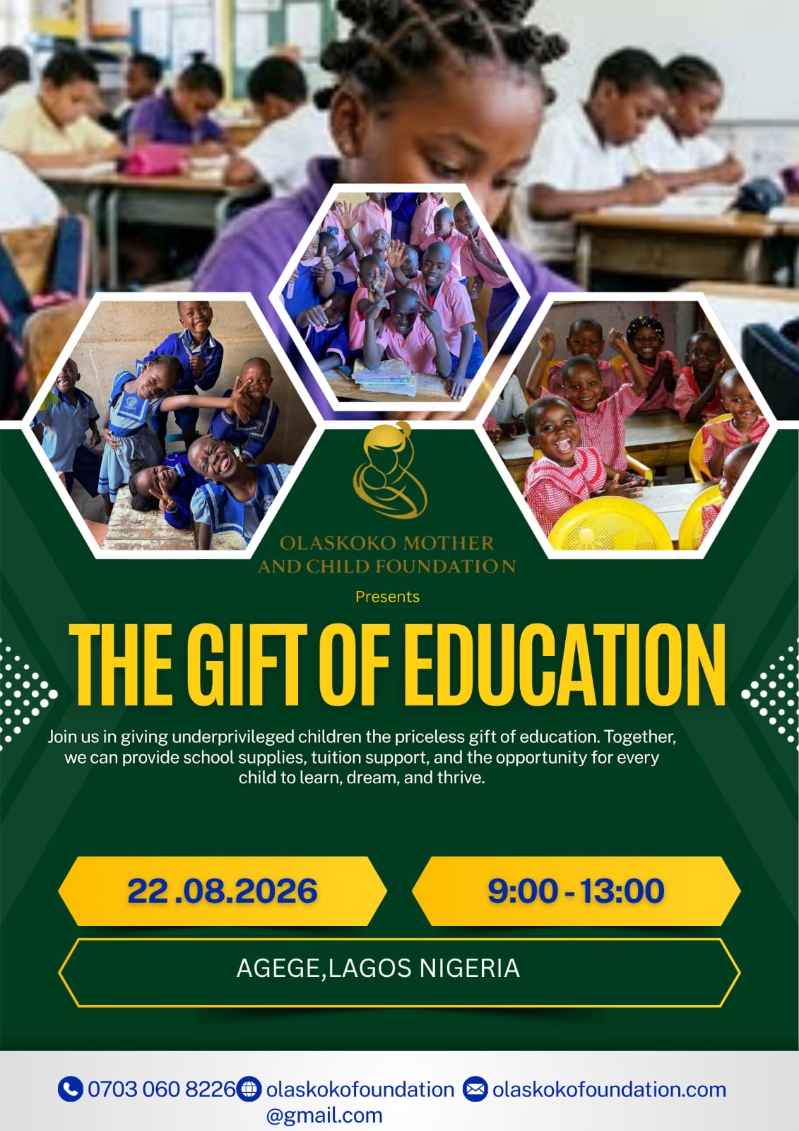 The Gift of Education — 22 August 2026, 9:00 - 13:00, Agege, Lagos Nigeria
